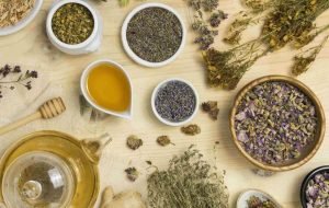 מגוון של סוגים שונים של צמחי מרפא, כמו קמומיל, לוונדר, ....